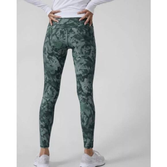 ATHLETA Rainier High Rise Printed Leggings Teal Turquoise Floral Small S - Picture 2 of 10